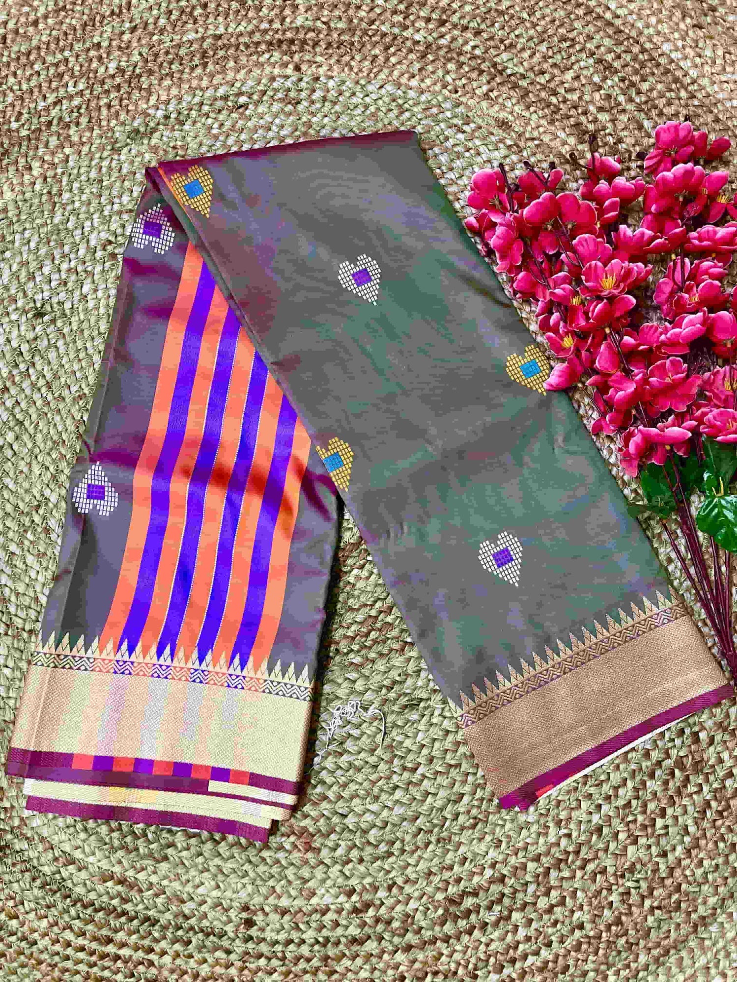 Stunning semi katan silk sarees in vibrant colors