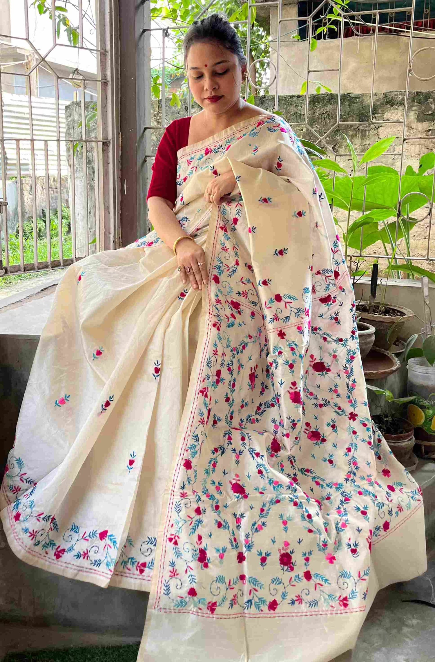 Elegant Parsi Gara Saree with intricate embroidery