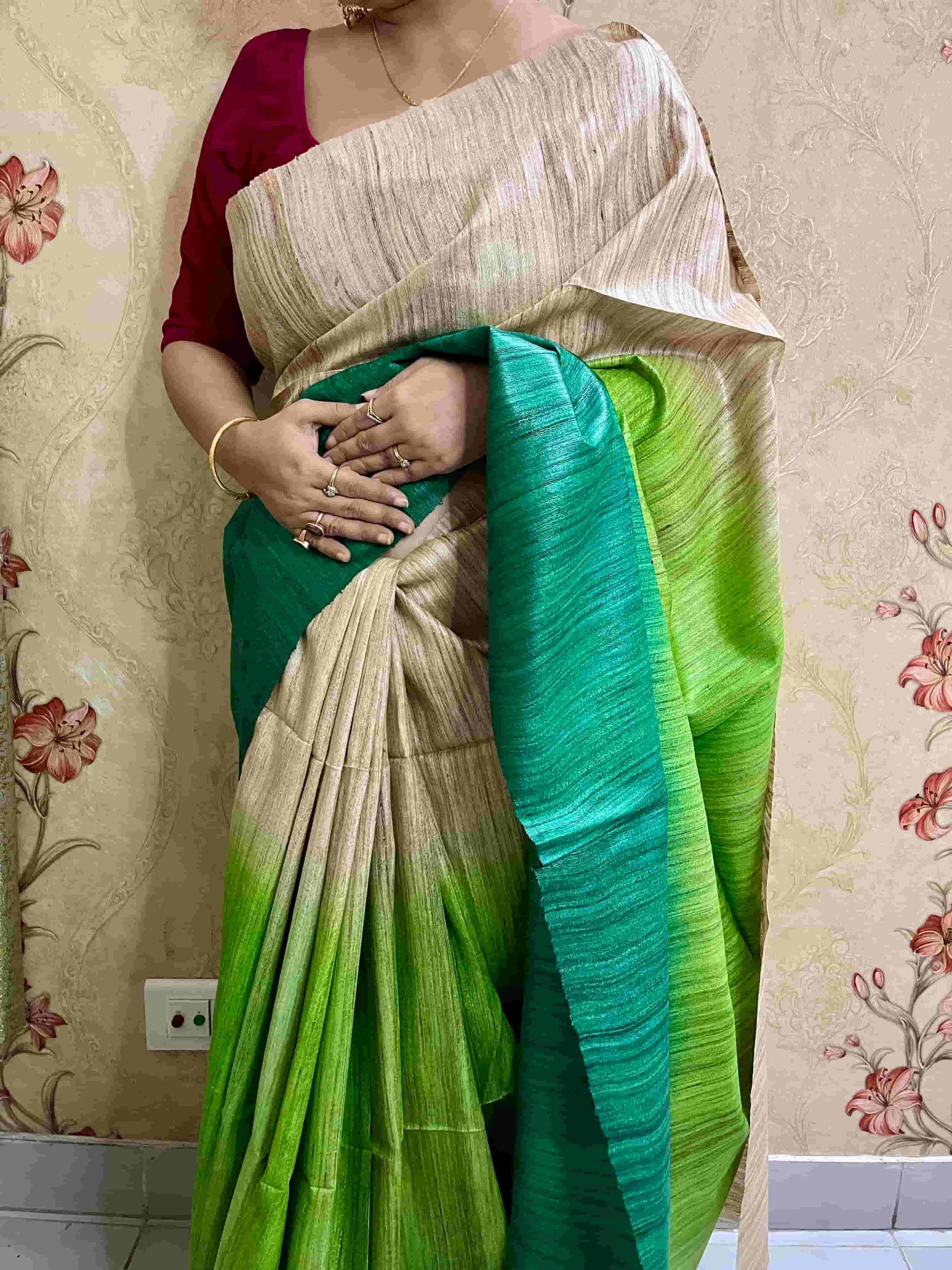 Saree Traditional Look in Handwoven Ghicha Silk