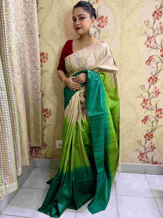 Traditional Saree Look in Pure Ghicha Silk