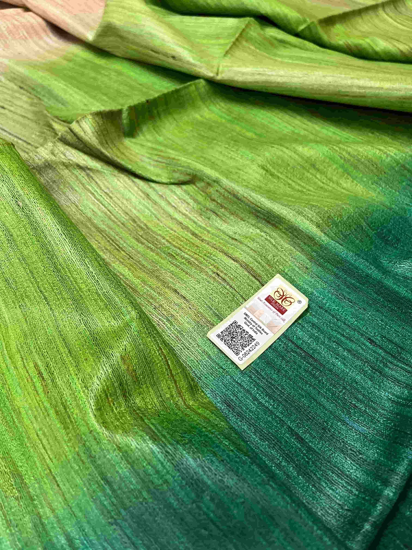 Bottle Green Ghicha Silk Sarees with Certified Silk Mark