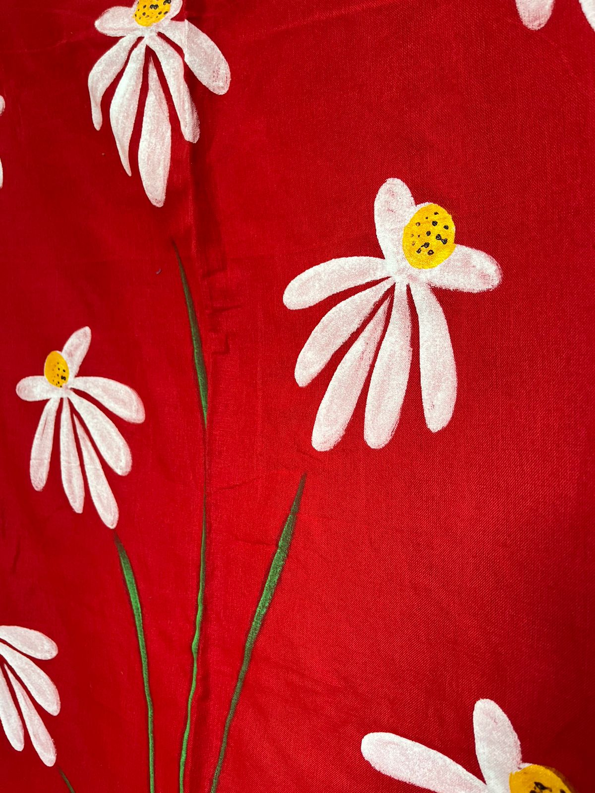 Hand Painted Mul-Cotton Saree (Red)