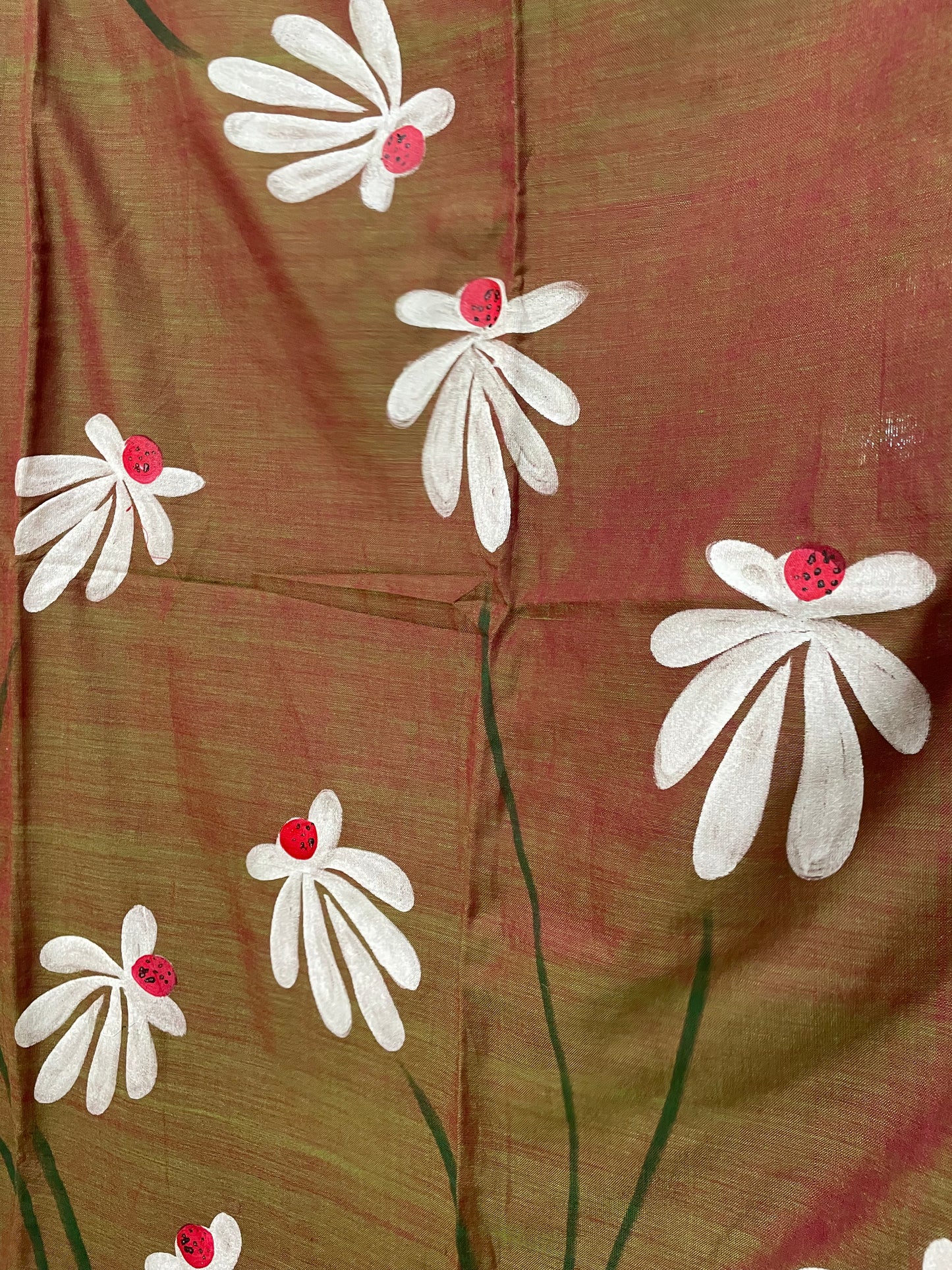 Hand Painted Mul-Cotton Saree (Brown)