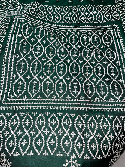 Gujarati Stitch on Blended Bangalore Silk (Bottle Green)