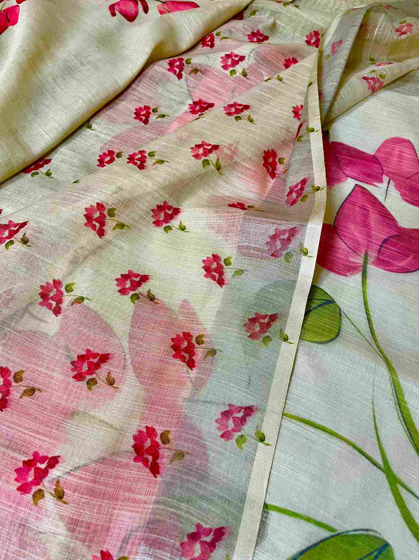 Cotton Linen Floral Saree