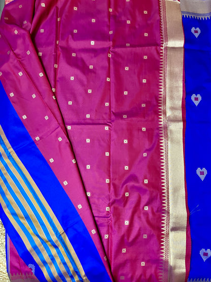 Semi Katan Kalakshetra Silk Saree Deer Design (Royal Blue)