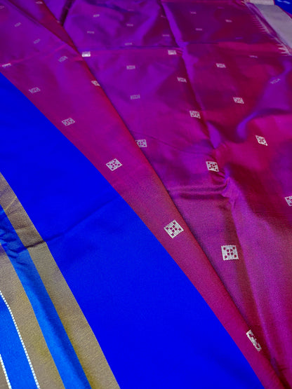 Semi Katan Kalakshetra Silk Saree Deer Design (Royal Blue)