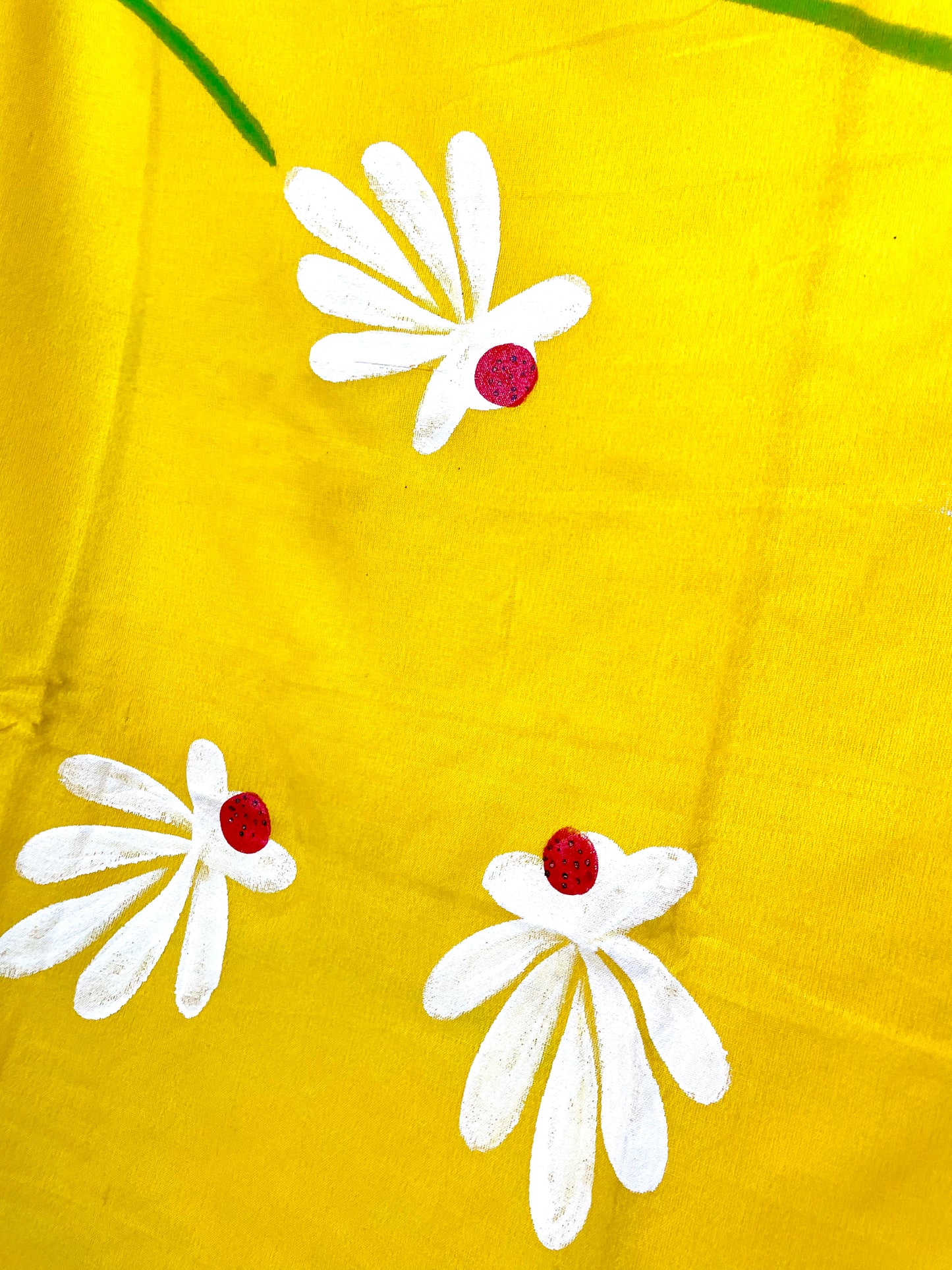 Hand Painted Mul-Cotton Saree (Yellow)