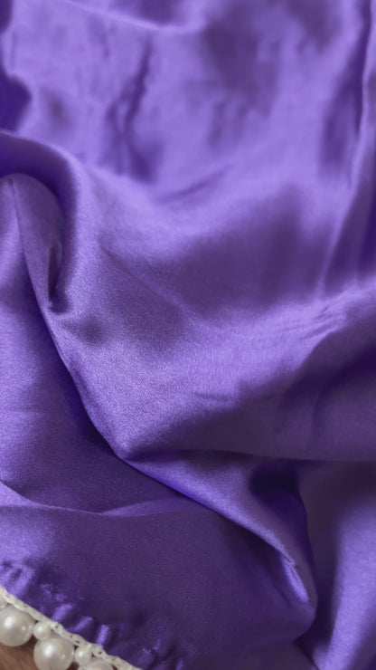 Pearl Satin Silk Saree (Purple)