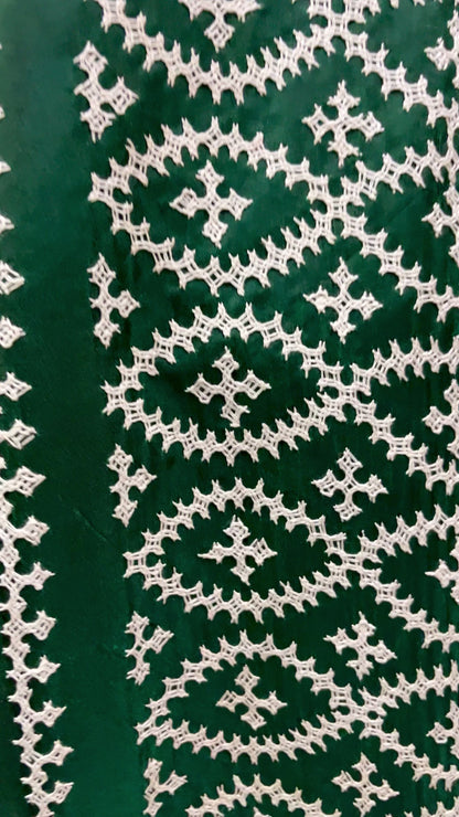 Gujarati Stitch on Blended Bangalore Silk (Bottle Green)